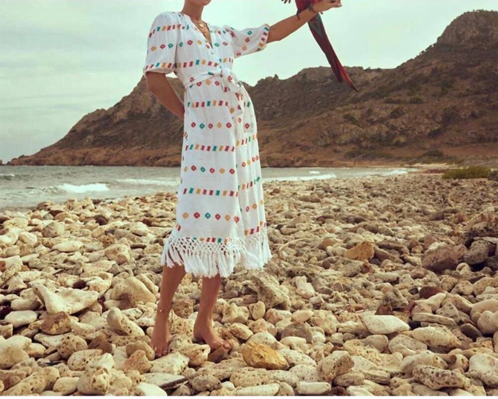 Mer St. Barth Estelle Fringed Shirtdress